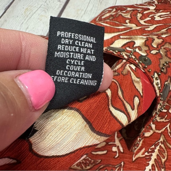 vintage trenz by theresa renz botanical print boxy Jacket sz L silk blend - Picture 8 of 9